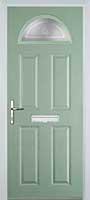 4 Panel 1 Arch Staxton Timber Solid Core Door in Chartwell Green