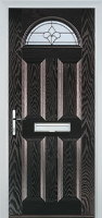 4 Panel 1 Arch Zinc/Brass Art Clarity Timber Solid Core Door in Black Brown