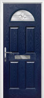 4 Panel 1 Arch Zinc/Brass Art Clarity Timber Solid Core Door in Dark Blue