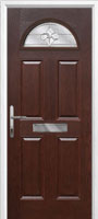 4 Panel 1 Arch Zinc/Brass Art Clarity Timber Solid Core Door in Darkwood