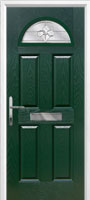 4 Panel 1 Arch Zinc/Brass Art Clarity Timber Solid Core Door in Green