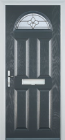 4 Panel 1 Arch Zinc/Brass Art Clarity Timber Solid Core Door in Anthracite Grey