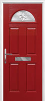 4 Panel 1 Arch Zinc/Brass Art Clarity Timber Solid Core Door in Red