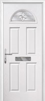 4 Panel 1 Arch Zinc/Brass Art Clarity Timber Solid Core Door in White