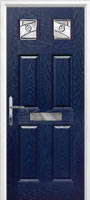 4 Panel 2 Square Abstract Timber Solid Core Door in Dark Blue