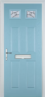 4 Panel 2 Square Abstract Timber Solid Core Door in Duck Egg Blue