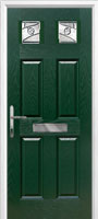 4 Panel 2 Square Abstract Timber Solid Core Door in Green