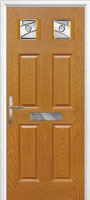 4 Panel 2 Square Abstract Timber Solid Core Door in Oak