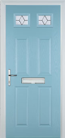 4 Panel 2 Square Classic Timber Solid Core Door in Duck Egg Blue