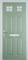 4 Panel 2 Square Elegance Timber Solid Core Door in Chartwell Green