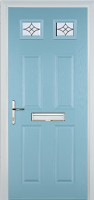 4 Panel 2 Square Elegance Timber Solid Core Door in Duck Egg Blue