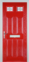 4 Panel 2 Square Elegance Timber Solid Core Door in Poppy Red