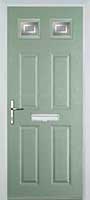 4 Panel 2 Square Enfield Timber Solid Core Door in Chartwell Green