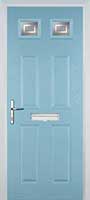 4 Panel 2 Square Enfield Timber Solid Core Door in Duck Egg Blue