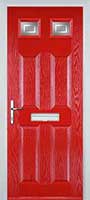 4 Panel 2 Square Enfield Timber Solid Core Door in Poppy Red