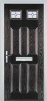 4 Panel 2 Square Finesse Timber Solid Core Door in Black Brown