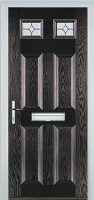 4 Panel 2 Square Flair Timber Solid Core Door in Black Brown
