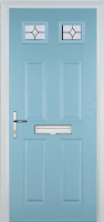 4 Panel 2 Square Flair Timber Solid Core Door in Duck Egg Blue