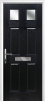 4 Panel 2 Square Glazed Timber Solid Core Door in Black
