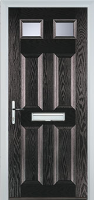 4 Panel 2 Square Glazed Timber Solid Core Door in Black Brown