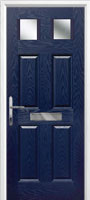 4 Panel 2 Square Glazed Timber Solid Core Door in Dark Blue