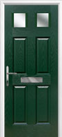 4 Panel 2 Square Glazed Timber Solid Core Door in Green