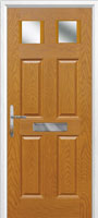 4 Panel 2 Square Glazed Timber Solid Core Door in Oak