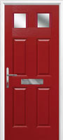 4 Panel 2 Square Glazed Timber Solid Core Door in Red