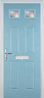 4 Panel 2 Square Staxton Timber Solid Core Door in Duck Egg Blue