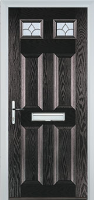 4 Panel 2 Square Zinc/Brass Art Clarity Timber Solid Core Door in Black Brown