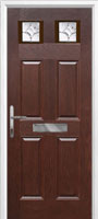 4 Panel 2 Square Zinc/Brass Art Clarity Timber Solid Core Door in Darkwood