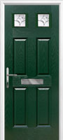 4 Panel 2 Square Zinc/Brass Art Clarity Timber Solid Core Door in Green