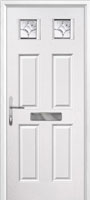 4 Panel 2 Square Zinc/Brass Art Clarity Timber Solid Core Door in White