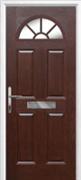 4 Panel Sunburst Timber Solid Core Door in Darkwood