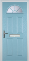 4 Panel Sunburst Timber Solid Core Door in Duck Egg Blue