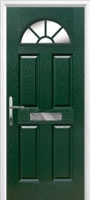 4 Panel Sunburst Timber Solid Core Door in Green