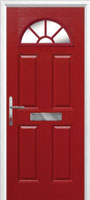 4 Panel Sunburst Timber Solid Core Door in Red