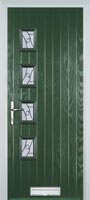 4 Square (off set) Abstract Timber Solid Core Door in Green