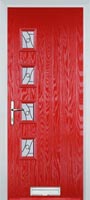4 Square (off set) Abstract Timber Solid Core Door in Poppy Red