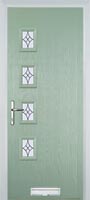 4 Square (off set) Elegance Timber Solid Core Door in Chartwell Green