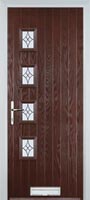 4 Square (off set) Elegance Timber Solid Core Door in Darkwood