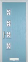 4 Square (off set) Elegance Timber Solid Core Door in Duck Egg Blue