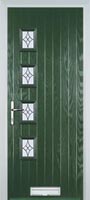 4 Square (off set) Elegance Timber Solid Core Door in Green