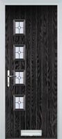4 Square (off set) Finesse Timber Solid Core Door in Black Brown