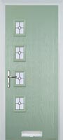 4 Square (off set) Finesse Timber Solid Core Door in Chartwell Green