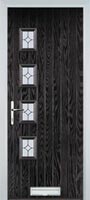 4 Square (off set) Flair Timber Solid Core Door in Black Brown