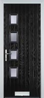 4 Square (off set) Glazed Timber Solid Core Door in Black