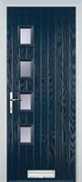4 Square (off set) Glazed Timber Solid Core Door in Dark Blue