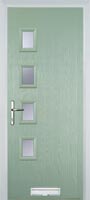 4 Square (off set) Glazed Timber Solid Core Door in Chartwell Green