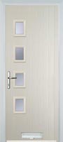 4 Square (off set) Glazed Timber Solid Core Door in Cream
